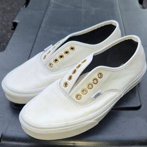 White Vans Gold Eyelets New Laces Men's 8 Women's 9.5